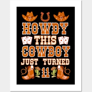 11year Birthday Cowboy Western 11Years Old boy 11th Birthday Posters and Art